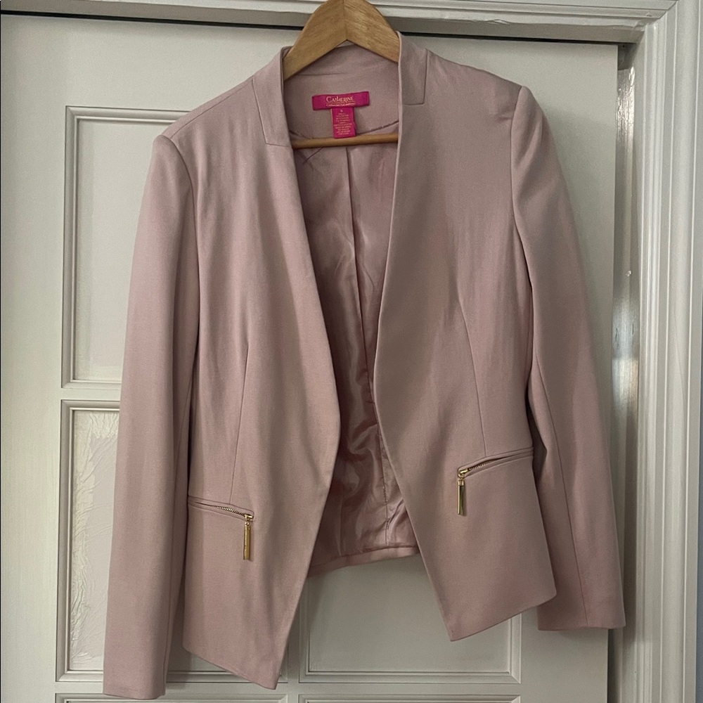 Catherines Women's Light Pink Blazer with Gold Zippers